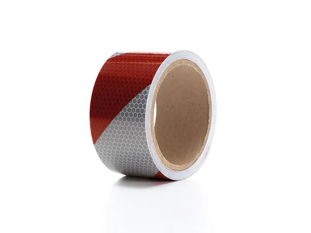 Reflecterende tape Rood Wit 5 cm x 5 m met honingraatpatroon