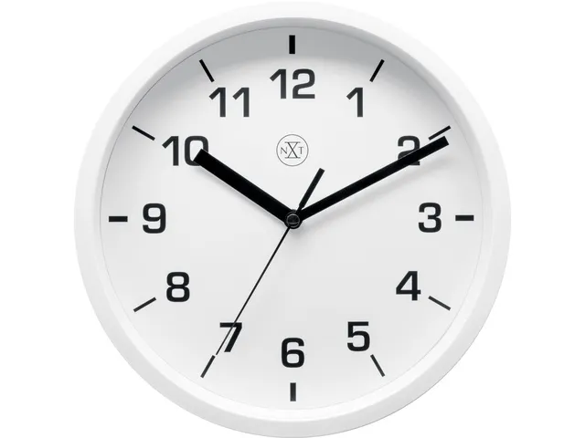 wandklok NXT diameter 20cm kunststof wit, witte wijzerplaat