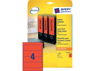 Rugetiket Avery Zweckform breed 192x61mm Rood L4766 80 stuks - 4