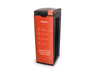 Bonton Afvalbak Original Plastic met Dichte Deksel 70 Liter Zwart Rood - 1
