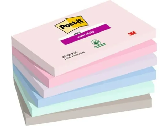 Memoblok 3M Post-it 655-6SS Super Sticky 76x127mm SOUL 6 stuks