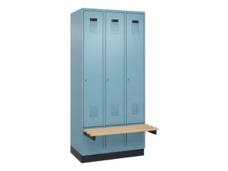 locker met bank,HxBxD 1950x900x815mm,3vak,vak B 300mm,cilinderslot - 2