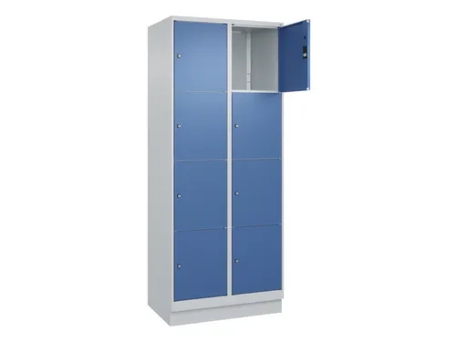 lockerkast,HxBxD 1950x800x500mm,2x4vakken,vak B 400mm,cil.-slot,sokkel