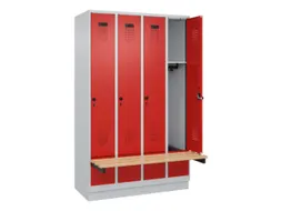 locker met bank,HxBxD 1950x1200x815mm,4vak,vak B 300mm,draaigrendel