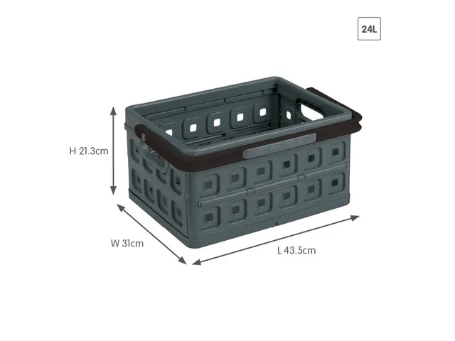 Square vouwkrat 24L zwart antraciet - 43,5x31x21,3cm