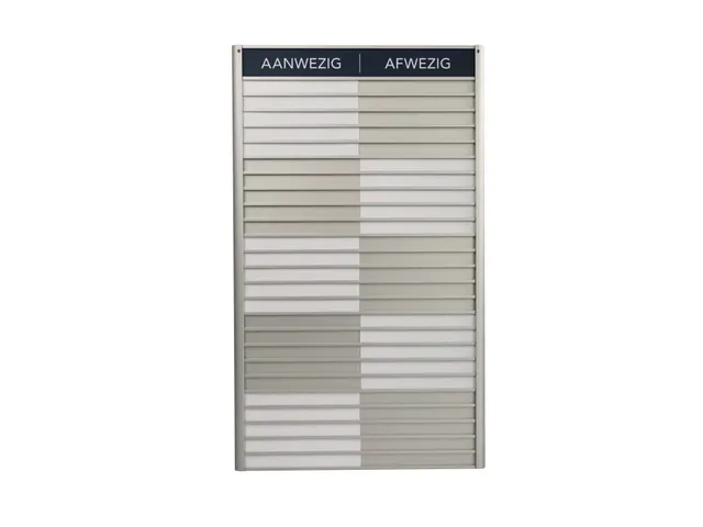 Menoor In-Uit bord 25 namen Aluminium Aanwezig/Afwezig Donkerblauw