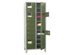 Wasgoedkast 1850x770x500 2x10 Vakken M. Poten Ral7035 Front Ral6011