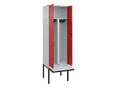 PBM-locker met bank,HxBxD 2120x600x815mm,2vak,vak B 300mm,cil.-slot