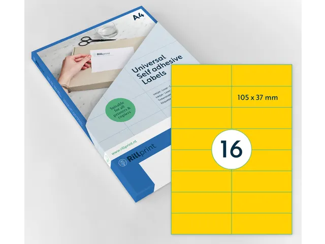 Gekleurde Etiketten 105x37mm Geel 42717 1000 Vel