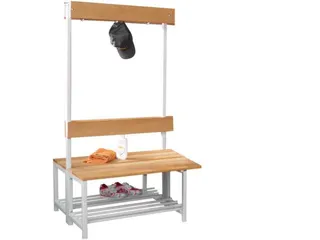 Omkleedbank 1000x770mm Houten Latten M.Schoenenrek Dubbel Lichtgrijs - 1