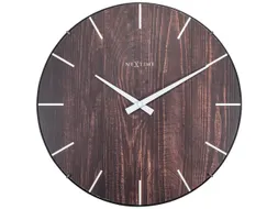 Wandklok Nextime Edge-Wood-Dome dia 35cm kunststof bruin streep