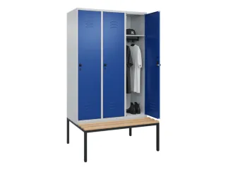 locker met bank,HxBxD 2120x1200x815mm,3vak,vak B 400mm,draaigrendel - 3