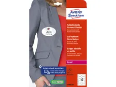 Naambadge zelfkl. Zweckform ovaal 85x50mm wit afneembaar 200 etiketten