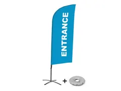 Promotievlag Alu Wind complete set "ENTRANCE" Blauw kruisvoet Zwart