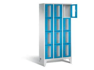 Lockerkast 1850x900x500mm 3x4 vakken Cilinderslot Poten, RAL5012 - 1