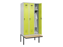 locker met bank,HxBxD 2120x900x815mm,3vak,vak B 300mm,draaigrendel