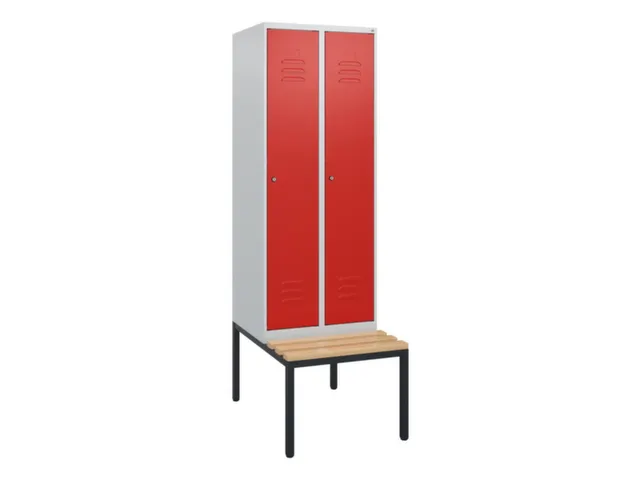 locker met bank,HxBxD 1950x600x815mm,2vak,vak B 300mm,cil.-slot