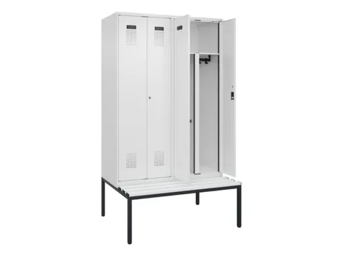 PBM-locker met bank,HxBxD 2120x1200x815mm,4vak,vak B 300mm
