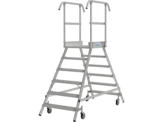 bordestrap,verrijdbaar,bordes H 1,45m,2x6treden,aluminium,4zwenkwielen - 3