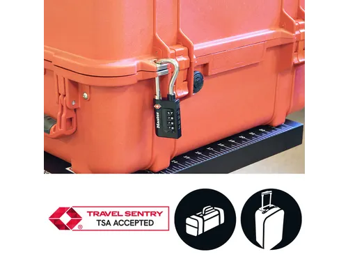 Hangslot Masterlock 4-cijfer combinatie TSA lange beugel zwart 35mm