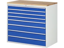 ladekast 1035x1145x650mm 8laden cilinderslot RAL7035 RAL5010 beuken