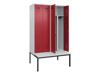 PBM-locker met bank,HxBxD 2120x1200x815mm,4vak,vak B 300mm - 1