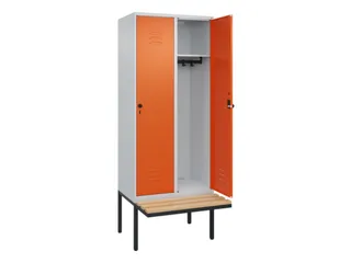 locker met bank,HxBxD 2120x800x815mm,2vak,vak B 400mm,draaigrendel - 2