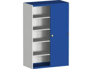 schuifdeurkast HxBxD 2000x1300x650mm Stalen romp Ral7035 front Ral5010 - 2
