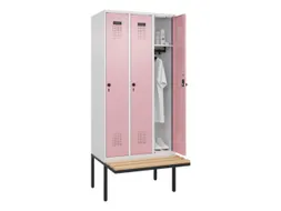 locker met bank,HxBxD 2120x900x815mm,3vak,vak B 300mm,draaigrendel