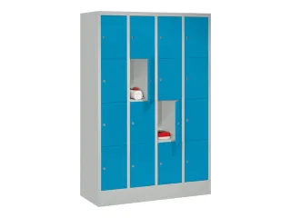 lockerkast,HxBxD 1518x1200x500mm,4x4vakken,RAL7035,front RAL5012 - 2