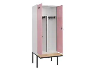 PBM-locker met bank,HxBxD 2120x800x815mm,2vak,vak B 400mm,draaigrendel - 1