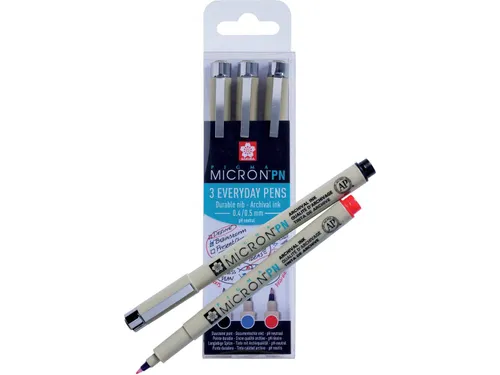 Fineliner Sakura Pigma Micron 0.4mm blister à 3 stuks assorti