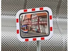 verkeersspiegel,HxB 450x600mm,spiegel RVS,frame kunststof,rood/wit