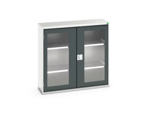 vitrinekast 1000x1050x350mm 2xStalen bodem romp RAL7035 front RAL7016