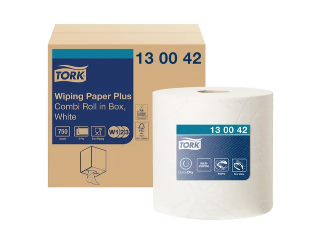 Tork 130042 W1,W2,W3 Plus Poetspapier Premium 2-laags Wit 255m