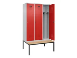 locker met bank,voor scheiding van kleding,HxBxD 2120x1200x815mm,3vak