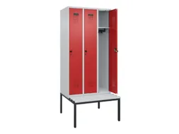 locker met bank,HxBxD 2120x900x815mm,3vak,vak B 300mm,draaigrendel
