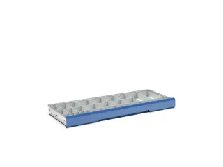 lade-indelingsset,44vakken,v. kast BxD 1300x550mm,PP,lichtgrijs - 1