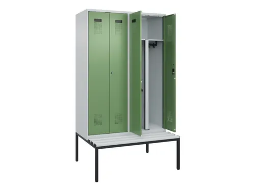 PBM-locker met bank,HxBxD 2120x1200x815mm,4vak,vak B 300mm