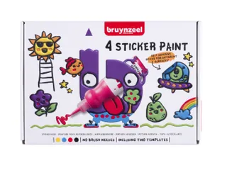 Stickerverf Bruynzeel met 2 sjablonen assorti 4 stuks - 1