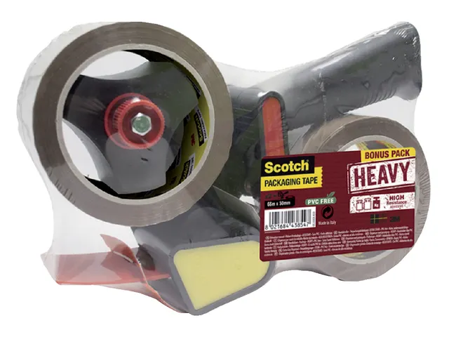 Handdozensluiter Scotch met 2rol Heavy 50mmx66m bruin