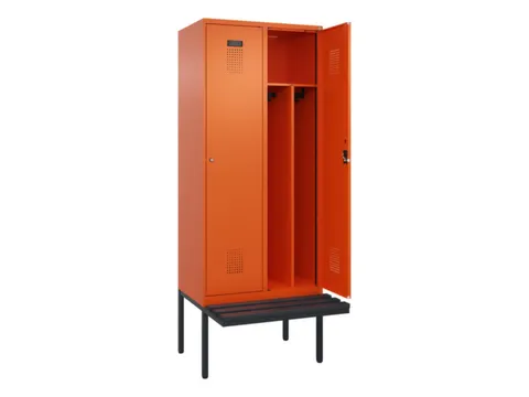 locker met bank,voor scheiding van kleding,HxBxD 2120x800x815mm,2vak