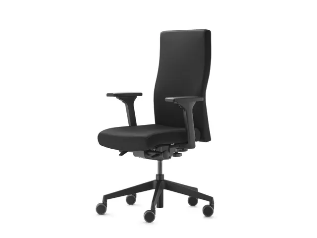 Draaistoel,Synchroonmech.,Armleuningen Verst.,Zitting Polyester Zwart