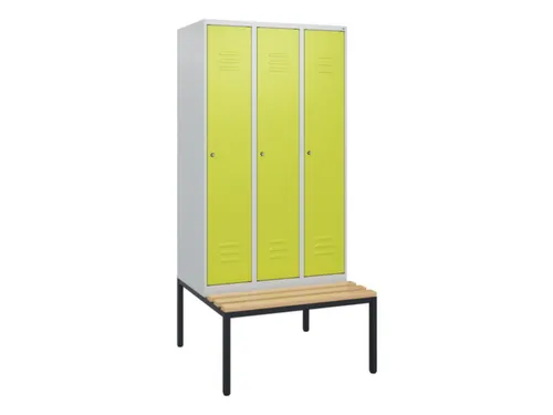 locker met bank,HxBxD 1950x900x815mm,3vak,vak B 300mm,cil.-slot