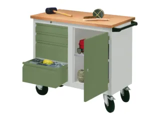 Werkplaatswagen 4 Laden 400kg Staalplaat Ral7035 Front Ral6011 - 2