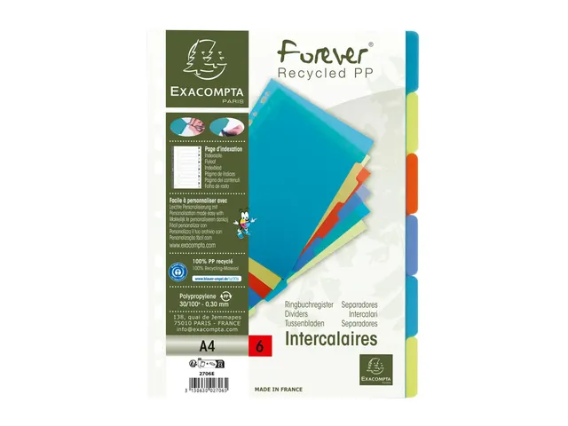 Tabbladen PP FOREVER A4 6 tabs ass