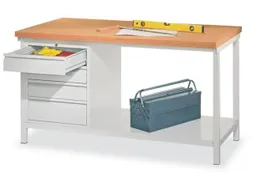 Werkbank Hxlxd 900x1500x700mm 4laden 1legbord Lichtgrijs