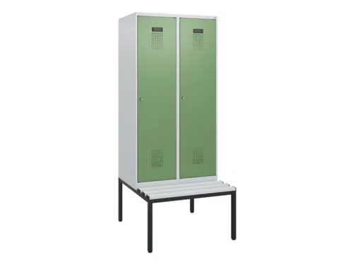 locker met bank,HxBxD 1950x800x815mm,2vak,vak B 400mm,cilinderslot