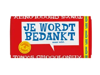 Chocolade Tony's Chocolonely reep 180gr melk "Bedankt" - 2