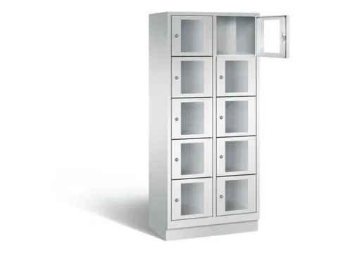 Lockerkast 1800x810x500mm 2x5 vakken Cilinderslot, Sokkel, RAL7035